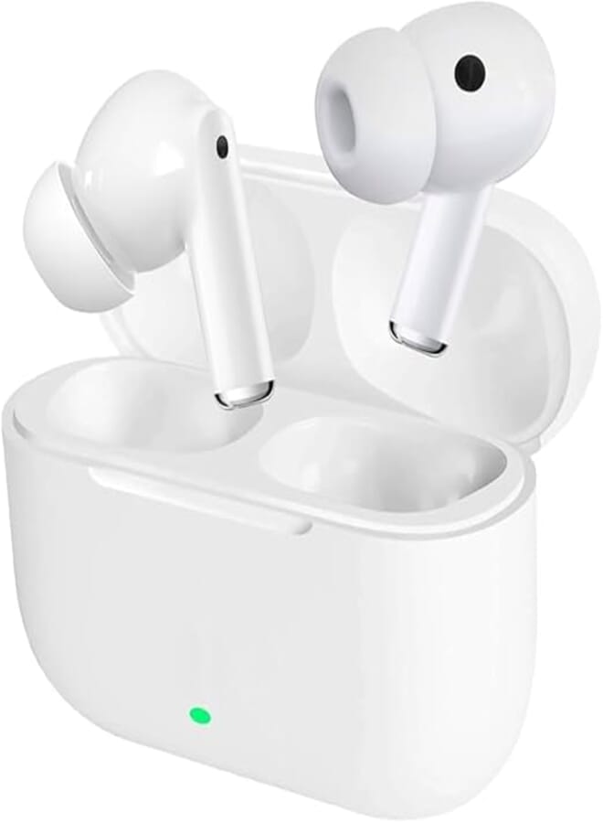 In-Ear Headset with Wireless Charging Case with Noise Cancelling (True White) In-Ear Headphones - White